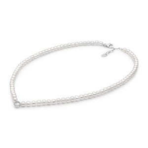 Colier cu perle naturale si cerc de argint cu cristale 40 cm DiAmanti 232-55-G (Argint 925‰ 0,9 g.)